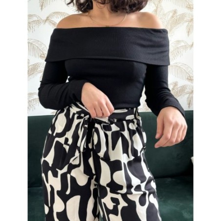 Top Bardot Noir