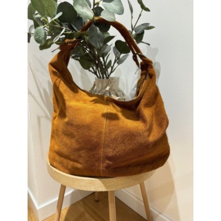 Sac en daim camel bandoulière