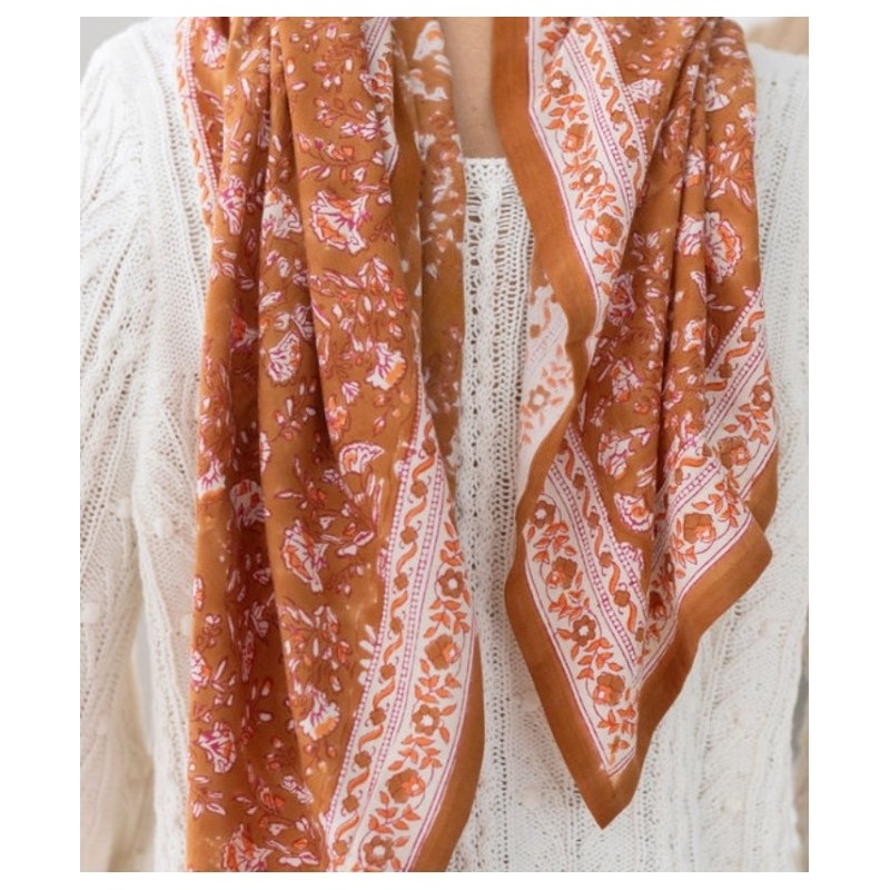 Grand foulard Sarika caramel